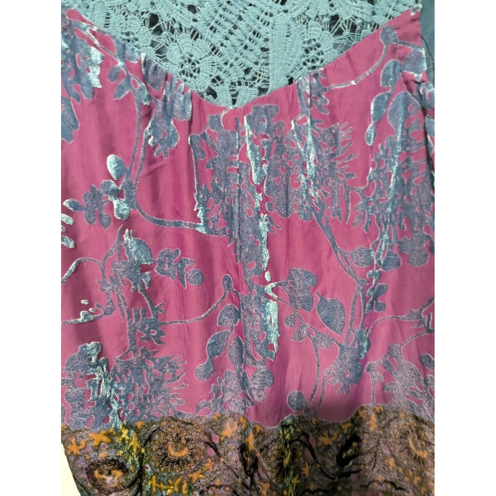 Tiny Anthropologie Lace Burnout Velvet Mixed Media Sleeveless Top Purple Blue‎ L - Picture 10 of 16